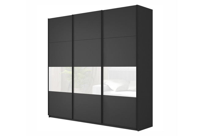 Изображение товара Двухдверный шкаф-купе Magnus 240х230 см серый диамант с белым глянцем и чёрным профилем