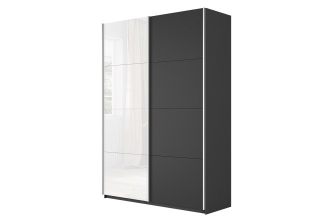 Изображение товара Шкаф-купе 2-дверный Cors 160х230 см серый диамант с белым глянцем Изображение товара Шкаф-купе 2-дверный Cors 160х230 см серый диамант с белым глянцем