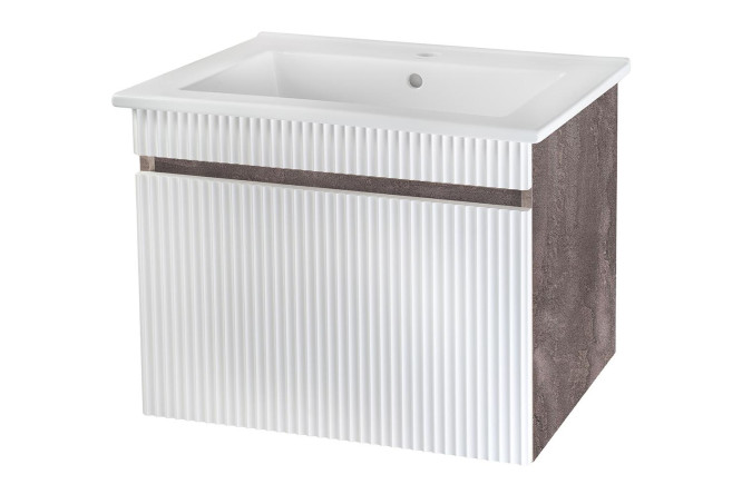 Изображение товара Тумба подвесная RUNO Модена 71,8 см белый каркас железный камень фасад