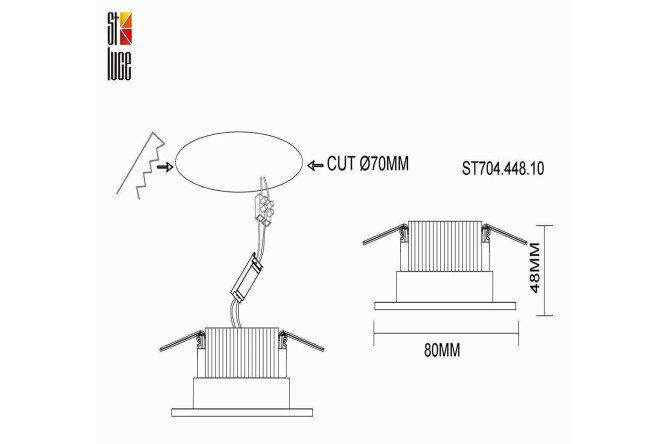 Светильник встраиваемый LED ST LUCE ST704 3 кв.м, 8x6x8 см, LED