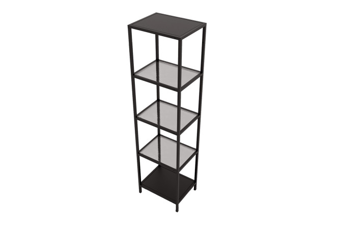 Изображение товара Стеллаж Дельта из металла и стекла 46x175x36 см чёрный матовый