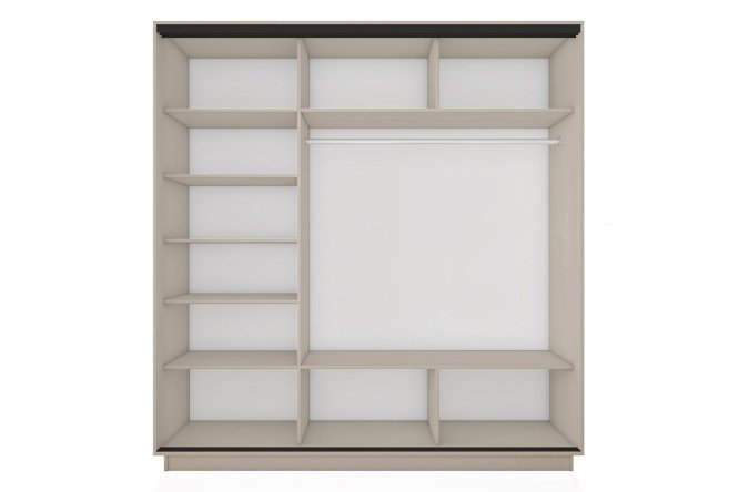 Шкаф-купе 3-дверный Slide-2 v.2 210х240х60 см, кашемир/чёрный профиль, с одним зеркалом
