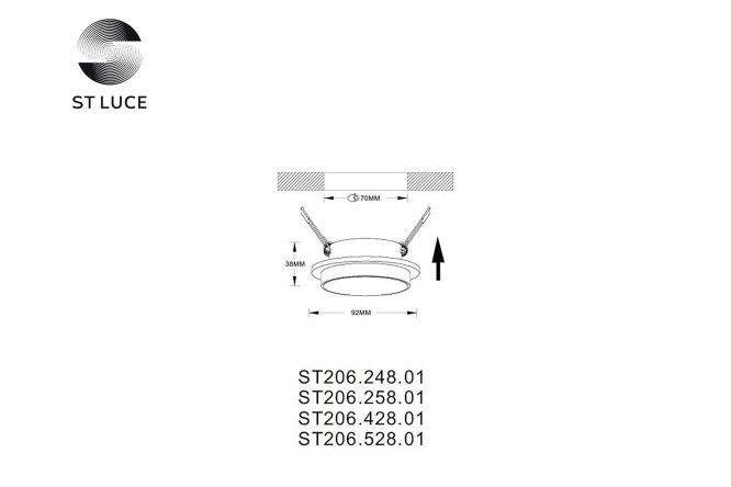 Светильник встраиваемый ST LUCE ST206 3 кв.м, 9.2x3.8x9.2 см, GU10