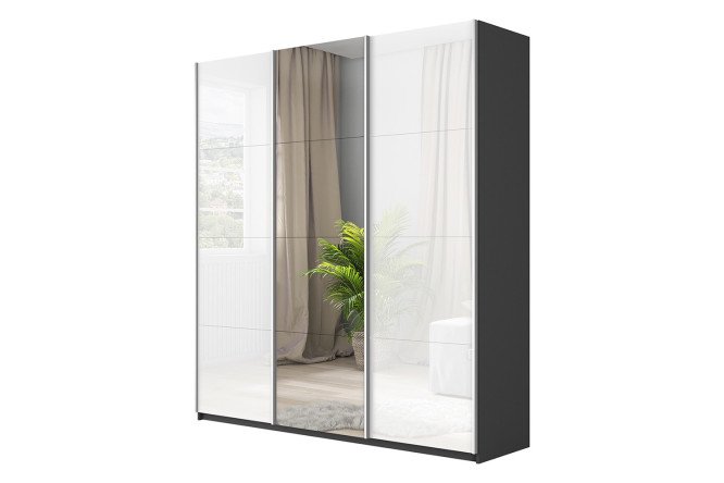 Изображение товара Шкаф-купе Cors 210х230 см серый диамант белый глянец раздвижной