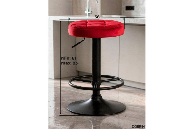 Набор барных табуретов DOBRIN Bruno Black 36х61х36 см, цвет обивки бордовый, ножек чёрный
