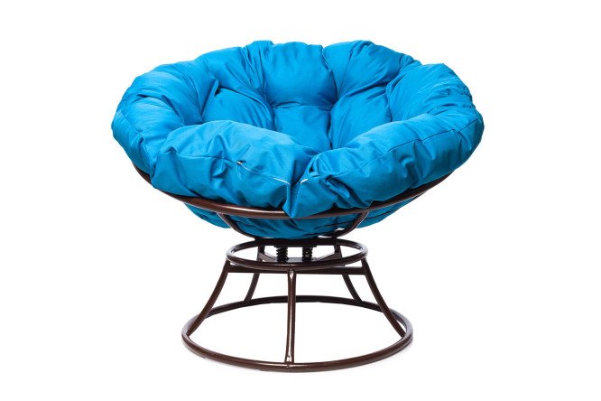Изображение товара Кресло Папасан пружинка цвет каркаса коричневый, мягких элементов голубой