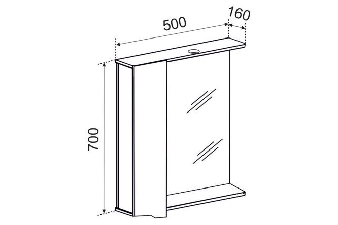 Зеркальный шкаф 50х70