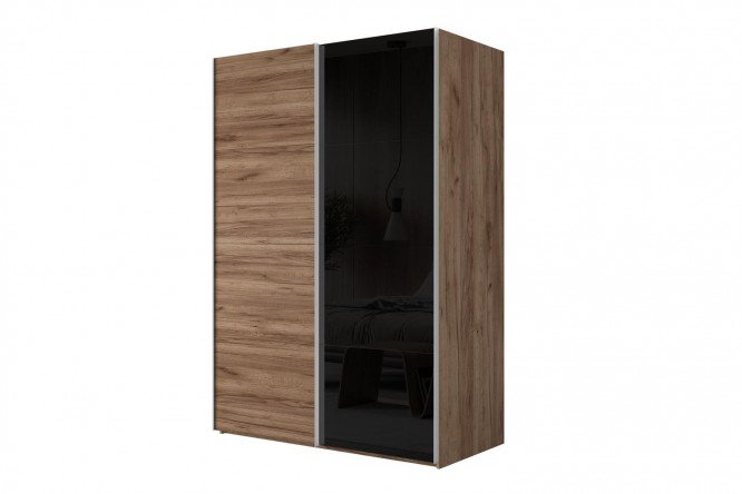 Изображение товара Двухдверный шкаф-купе Comet 200х240 см дуб табачный с черным стеклом