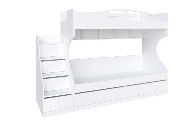 Изображение товара Двухъярусная кровать Каролина 80х200 см белый глянец современная мебель