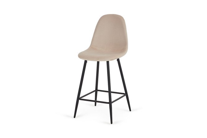 Изображение товара Барный стул Jin 44х101х49 см, цвет обивки бежевый, ножек чёрный