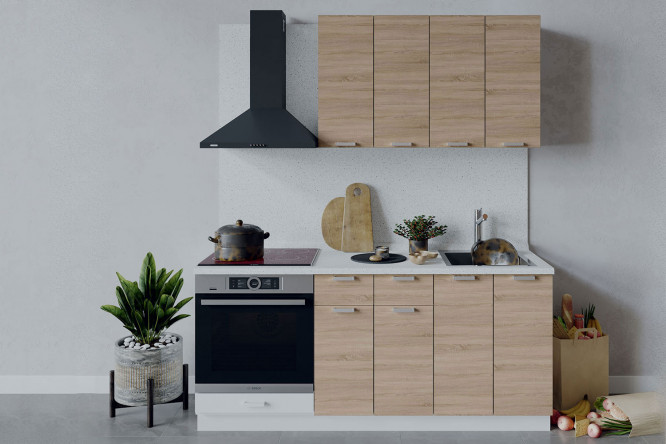 Изображение товара Кухонный гарнитур Гранита 180x213.2x47.8 см стильный и практичный белый дуб сонома