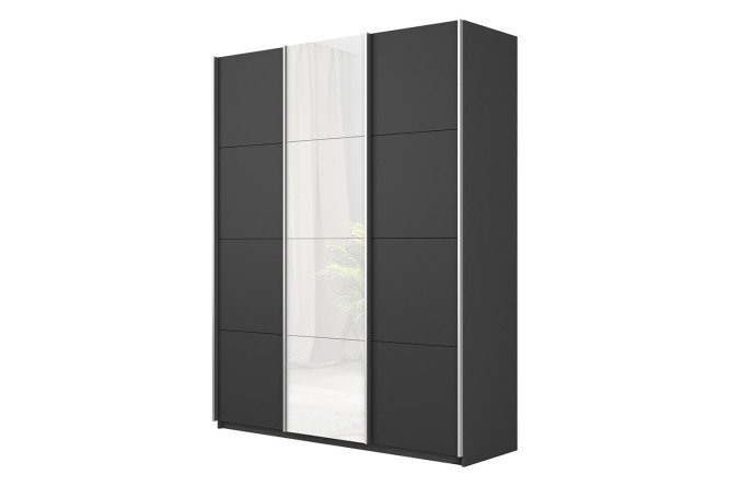Изображение товара Шкаф-купе 3-дверный Cors 180х230 см, серый диамант, фасад белый глянец, серый диамант