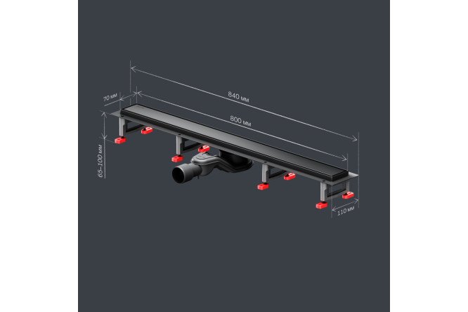 Трап для душа линейный AM.PM Masterflow W01SC-U11-080-04BM 800х70 мм, Комбинированный затвор