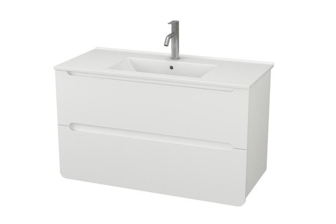 Изображение товара Подвесная тумба Orinoko с двумя ящиками 101 см белая для ванной комнаты