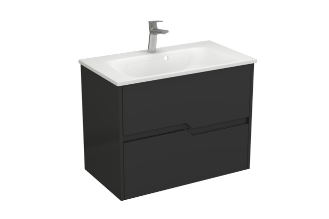 Изображение товара Тумба Veneto 78.2 см с раковиной черный матовый подвесная