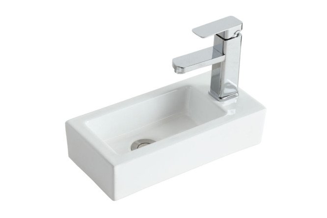 Изображение товара Подвесная раковина ORANGE B05-365w 37х9х18,5 см санфарфор белый глянцевый