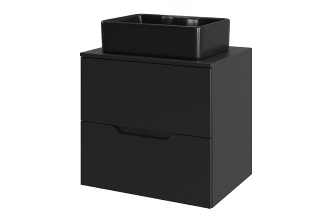 Изображение товара Тумба подвесная ORANGE Line 60 с раковиной черная для ванной комнаты