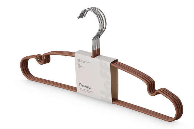 Изображение товара HOFF Палаццо Набор вешалок 4 шт металло-пвх коричневый