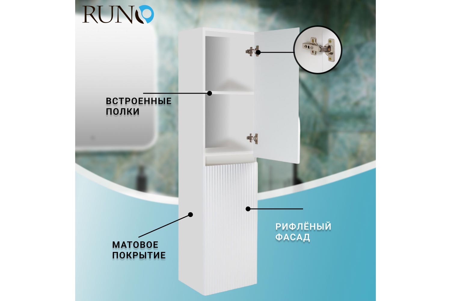 Пенал RUNO Модена 00-00003974 Подвесной, 35х150х30 см, Универсальный