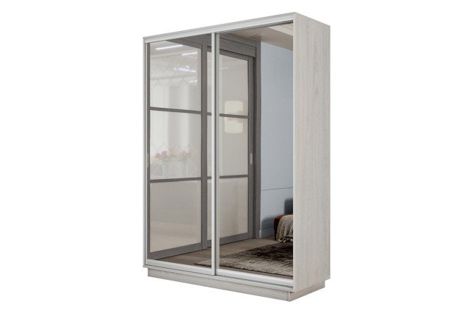 Изображение товара Двухдверный шкаф-купе Slide-2 v.2 160x220x60 см ясень анкор серебро