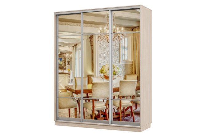 Изображение товара Шкаф-купе 3-дверный Практик 21 180х220х45 см, ясень шимо светлый