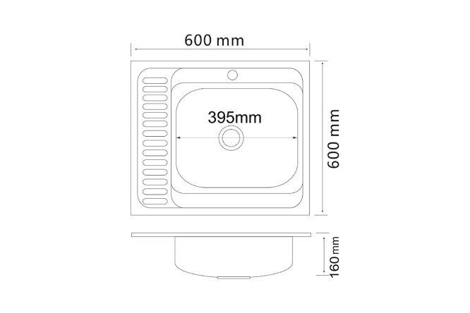 Мойка накладная РМС MG6-6060R 60х60х16 см