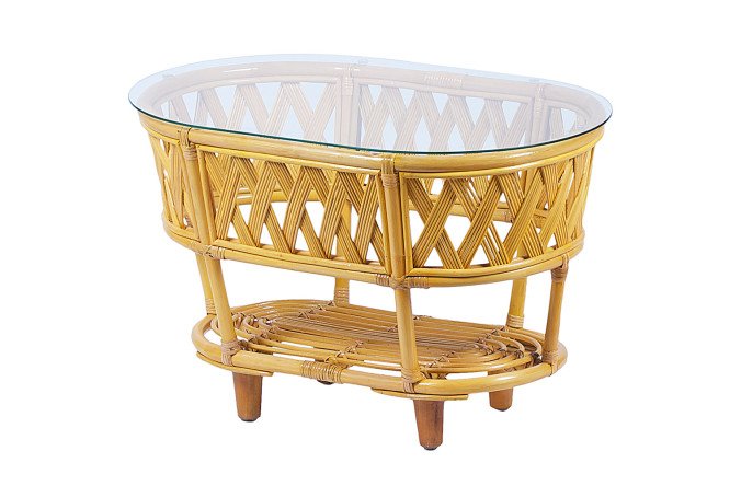 Изображение товара Стол Черчилль из стекла и ротанга 85х55х85 см стильный и практичный