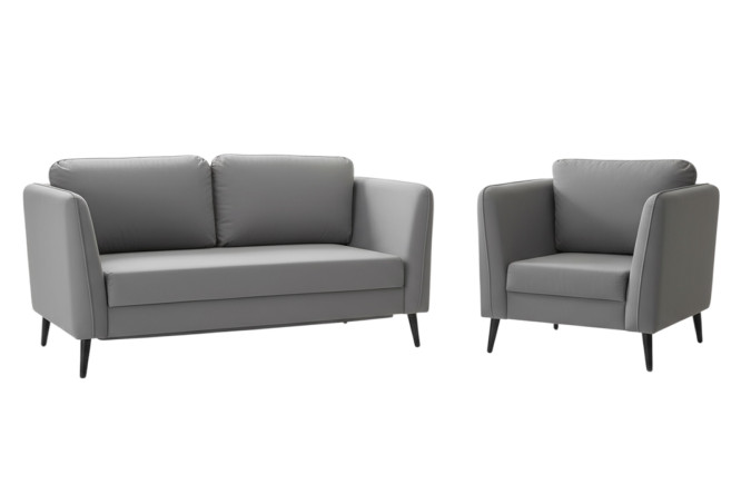 Изображение товара Диван-кровать и кресло Аликанте серый комплект мебели