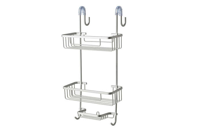 Изображение товара Полка на душевую кабину BERKRAFT Modern 3-ярусная 28x57x20 см серебряная