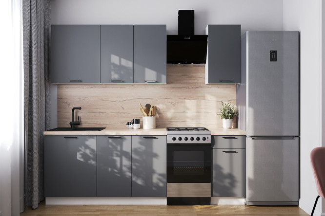 Изображение товара Кухонный гарнитур Кухня Хлоя 180х214х60 см с белым каркасом