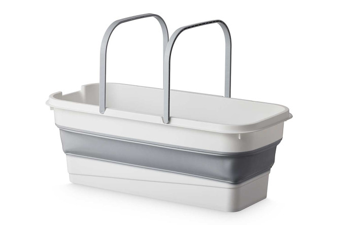 Изображение товара Складное ведро Folding 18 л серое и белое для дома и дачи