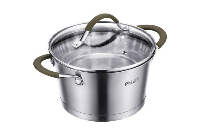 Изображение товара Кастрюля с крышкой REGENT Inox Oliva 2.3 л из нержавеющей стали для индукционных и газовых плит