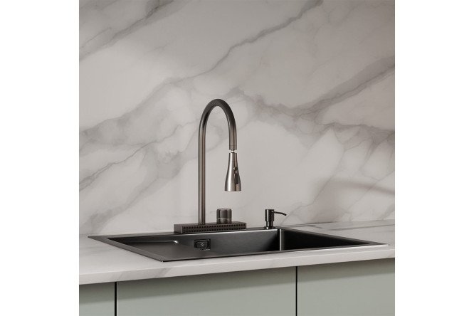 Мойка врезная с дозатором и крылом РМС MRK 5851BL-R 58х51х18 см