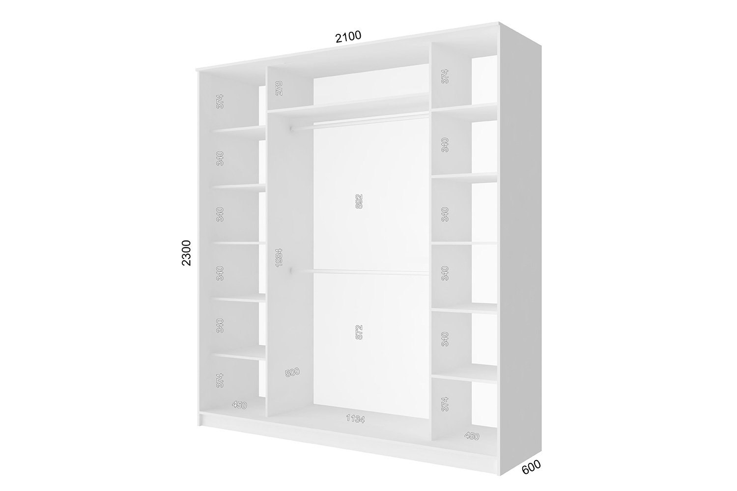 Шкаф-купе 2-дверный Loft 111,4х42 см, серый шагрень/бетон обзор