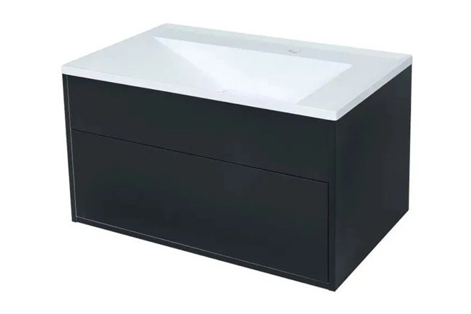 Изображение товара Подвесная тумба для ванной Lotus 80 см с раковиной черная