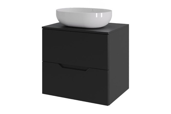 Изображение товара Тумба подвесная ORANGE Line 60 с раковиной черного цвета