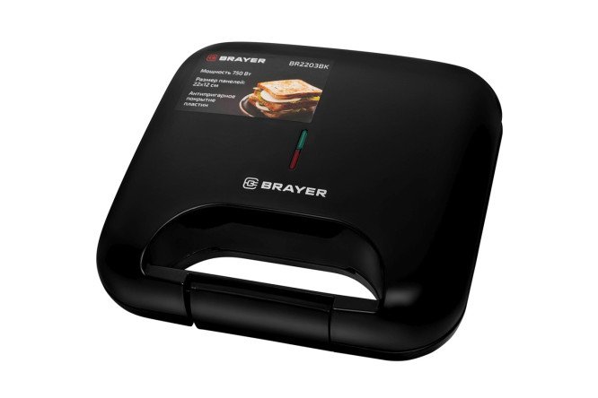 Изображение товара Сэндвичница BRAYER BR2203BK — компактная и удобная для дома и офиса