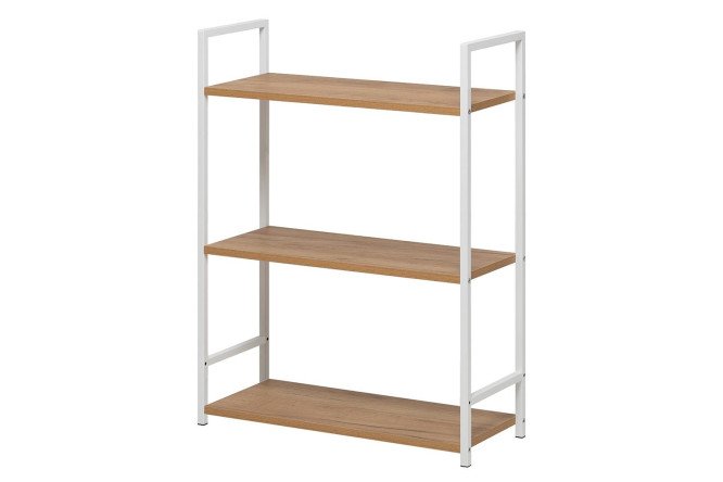 Изображение товара Стеллаж Стилвуд 3 полки белый дуб крафт золотой металл ЛДСП