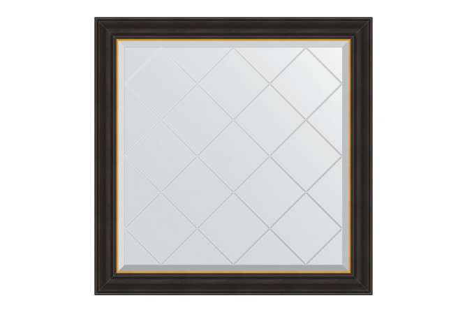 Изображение товара Зеркало настенное с гравировкой в багетной раме EVOFORM BY 4536 чёрное дерево с золотом 84х84 см