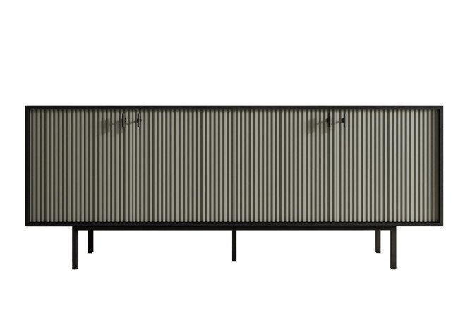 Изображение товара Комод Emerson с 4 дверками в сером и чёрном цвете