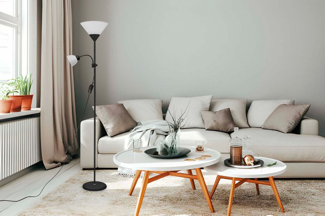 Светильник напольный IN HOME ТНО 02-Е27+Е14Ч с выключателем 22x180x24 см, E14