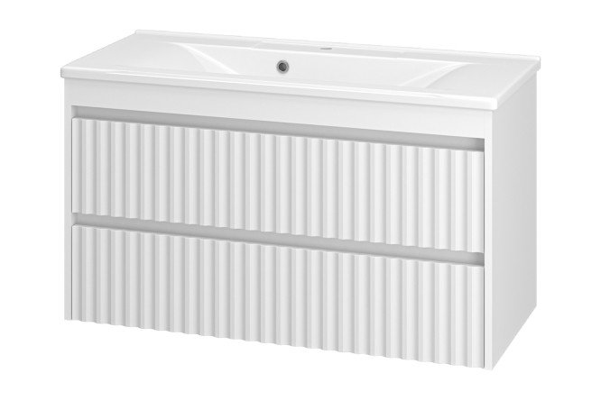 Изображение товара Подвесная тумба для ванной Balaton 100 с двумя ящиками и встренной раковиной