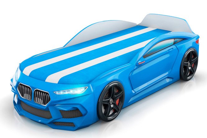 Изображение товара Кровать-машина Romeo с подъёмным механизмом 70х170 см голубая