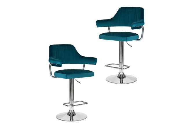 Изображение товара Комплект барных стульев DOBRIN Charly 61х99х54 см, цвет обивки морская волна, ножек хром