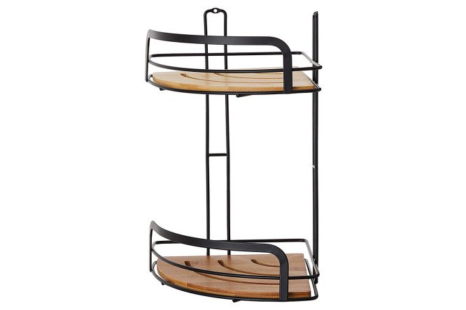 Изображение товара Полка угловая двухъярусная BERKRAFT Bamboo 19х32х19 см черная