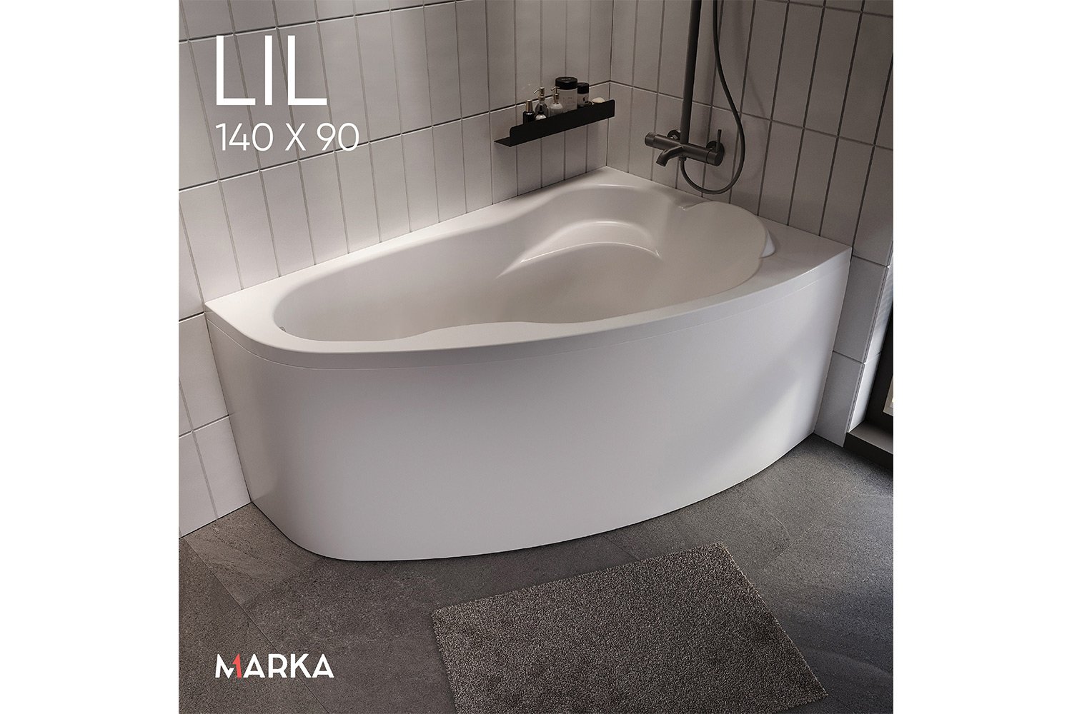 Ванна пристенная Marka One Лил (Lil) R, правый, белый 140x90 см