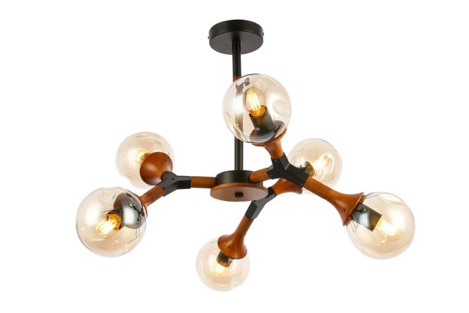 Изображение товара EVOLUCE Raquel: потолочный светильник E27, 18 кв.м, стильный стекло/дерево