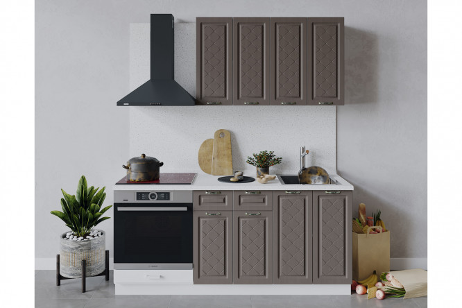 Изображение товара Кухонный гарнитур Бьянка 180х213.2х47.8 см, цвет каркаса белый, фасада дуб серый