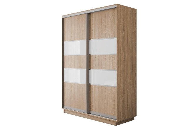 Изображение товара Двухдверный шкаф-купе Оптима с белым стеклом и дубом бардолино 120х220х60 см