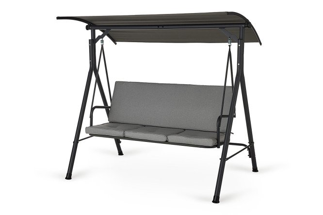 Изображение товара Садовые качели Bremen с тентом и 3 подушками, тёмно-серый